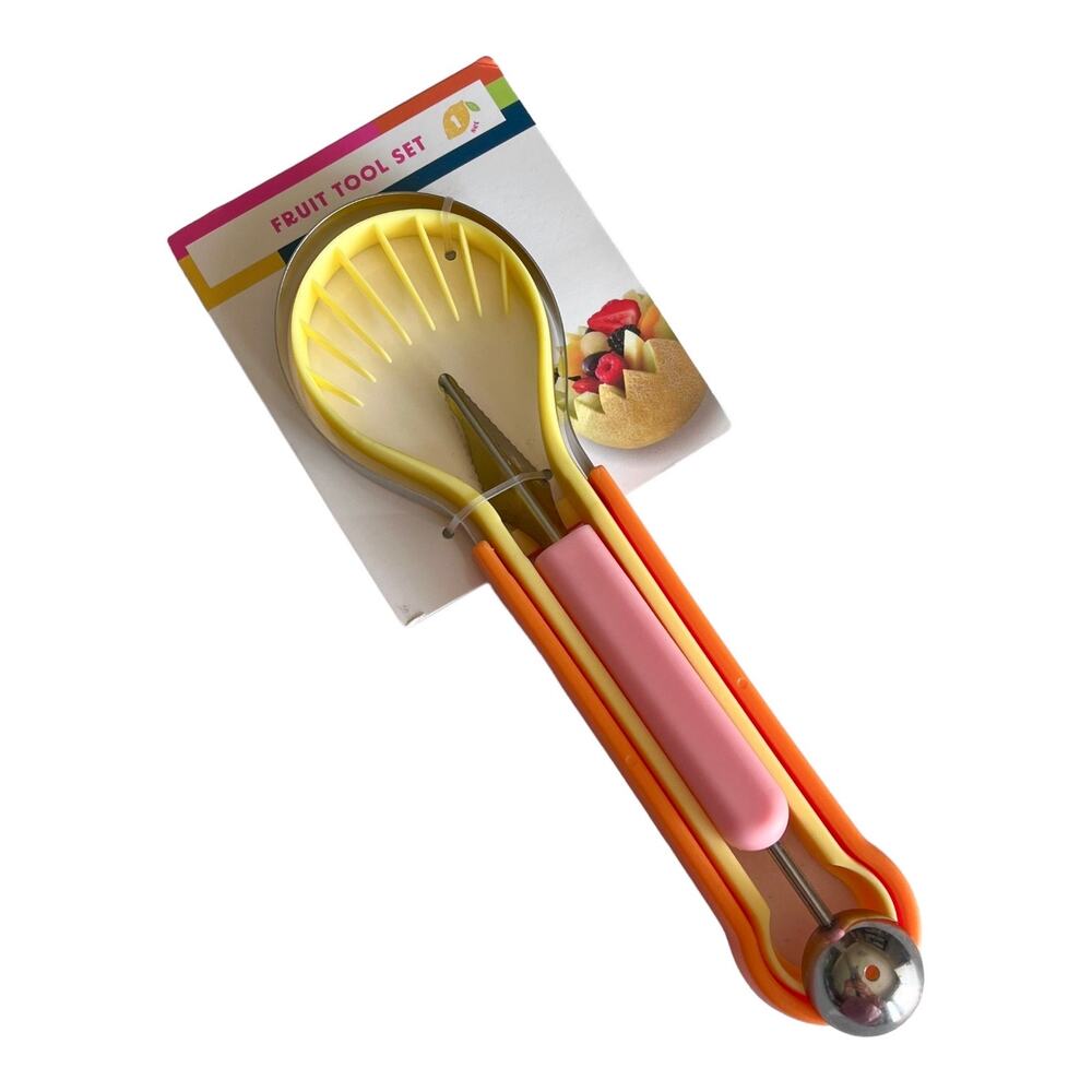 NEW Fruit TOOL SET Scoop Carving Knife Peeler Digging Ball Seed Remover 9.5" NIP